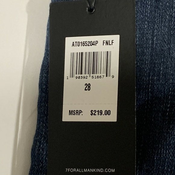 7 For All Mankind Blue Denim Slim Tapered Size 28 - Picture 5 of 5